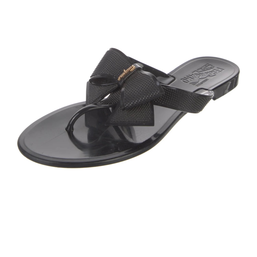 Send Offers Salvatore Ferragamo Black Sandals With Bow Accent